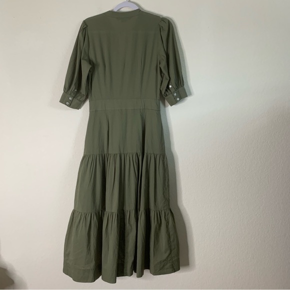 Veronica Beard Jeans Womens Green Houghton Tiered cotton midi dress S - Picture 8 of 10